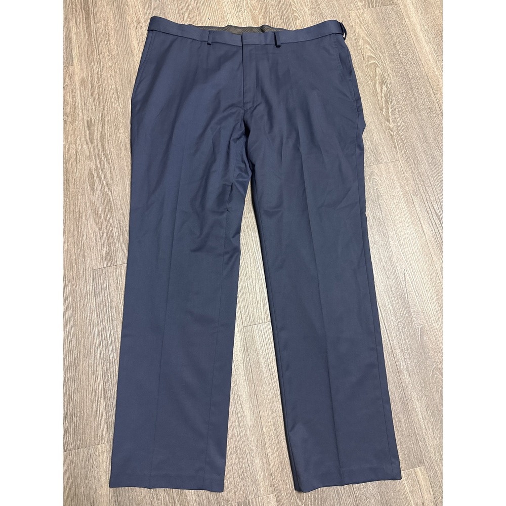 Bert Pulitzer Mens Navy Blue Dress Pants Flat Front Slacks 40W x 32L PY50020